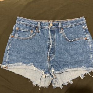 Levi's Blue Frayed Jean Shorts